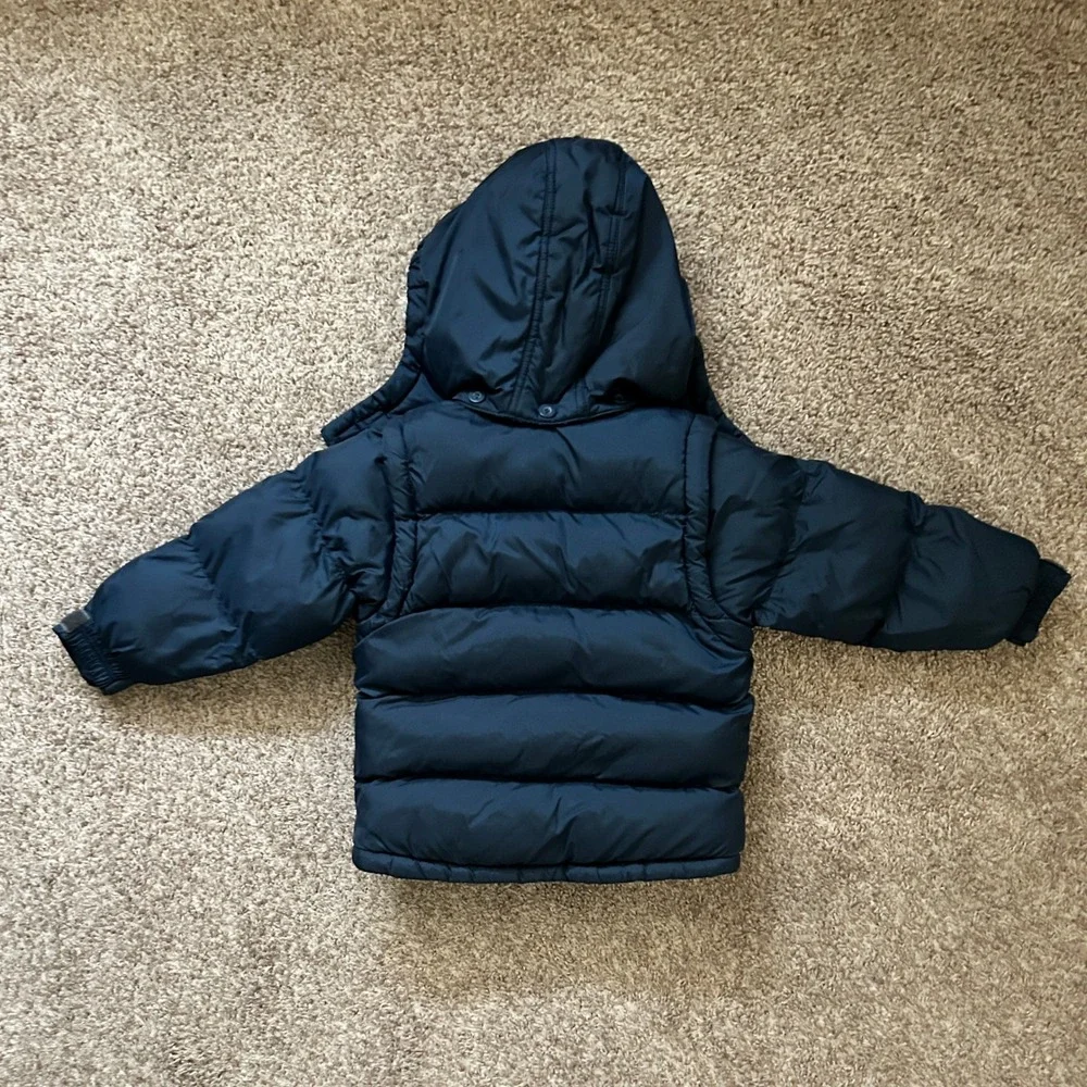 Oshkosh I Navy Blue Puffer Jacket w Fleece Lined‎ Hood & Detachable Arms I M 5/6